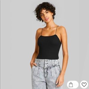 Black Square neck bodysuit - spaghetti strap